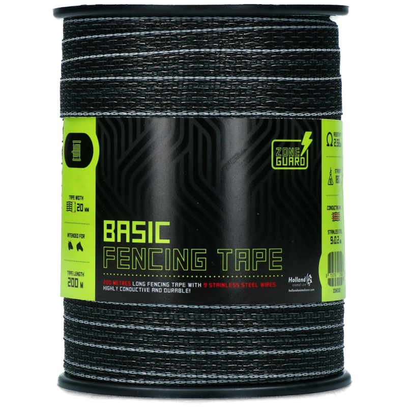 ZoneGuard 20 mm Basic fencing tape black 200 m ZoneGuard 20 mm Basic fencing tape black 200 m