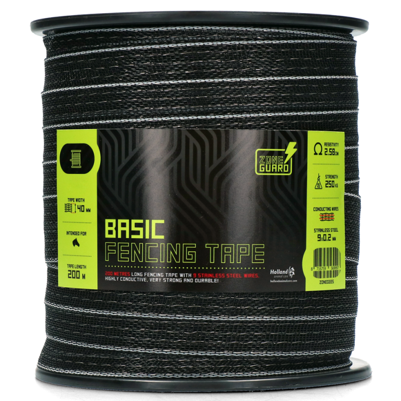 ZoneGuard Basic fencing tape 40 mm black 200 m ZoneGuard Basic fencing tape 40 mm black 200 m