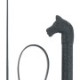 Ridepisk 90 cm sort med hestehovedformet greb